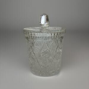 Vtg Lead Wagon Wheel Cut Glass Cookie/ Biscuit Jar